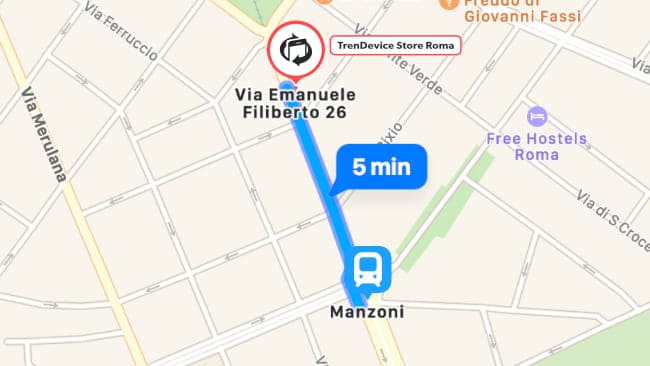 Mappa TrenDevice Store Roma Filiberto