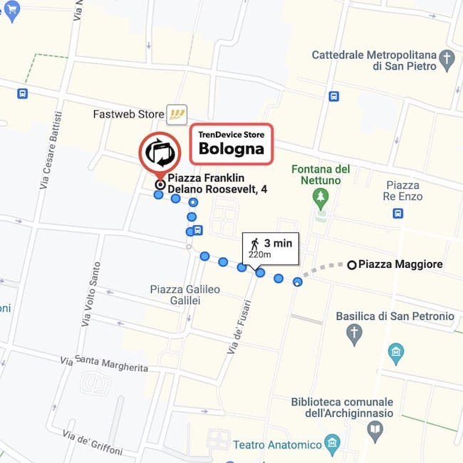 Mappa TrenDevice Store Roma Bologna