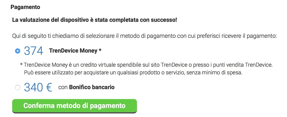 TrenDevice Money esempio valutazione